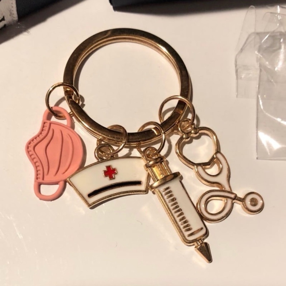 New Gold and Pink Nurse Themed Keychain